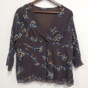 Only Nine Womens Y2K Forest Fairy Babydoll Top Size XL Mesh‎ Artsy Goblincore